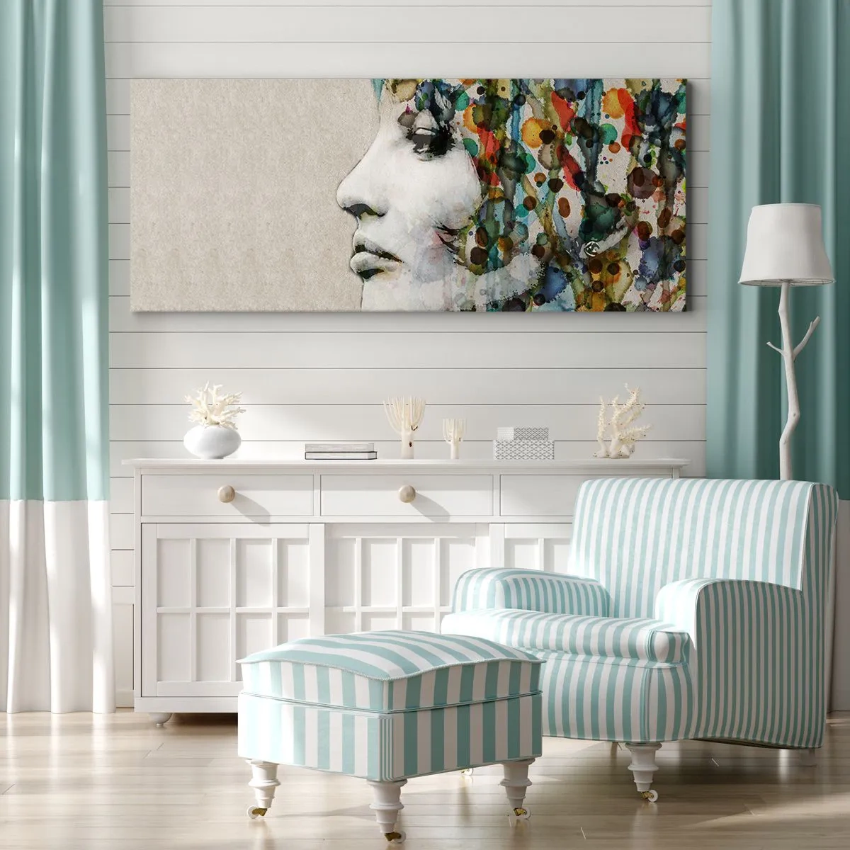 Bild auf Leinwand - Leinwandbild - Sie tauchte aus dem Grau auf - 90x30 cm