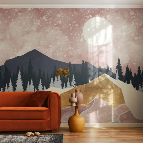 Fototapete Standard Eco - Nachtwache - Grafik, Landschaft, Berge - 250x175 cm