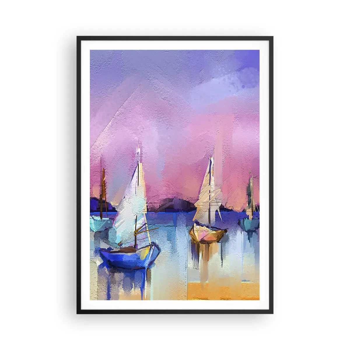 Poster in einem schwarzem Rahmen - Richtung: breites Wasser - 70x100 cm