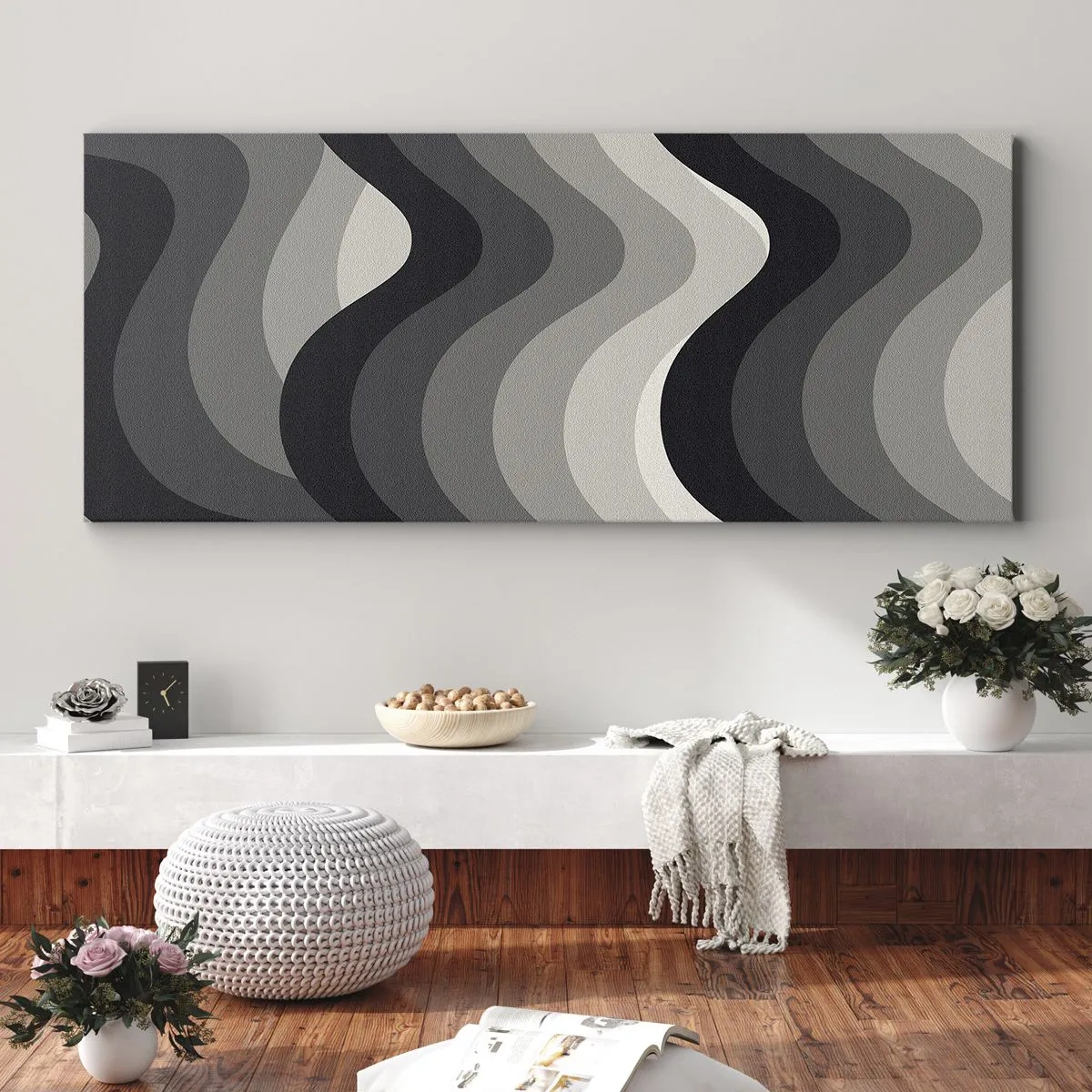 Bild auf Leinwand - Leinwandbild - Eine Welle nach der anderen - 100x40 cm