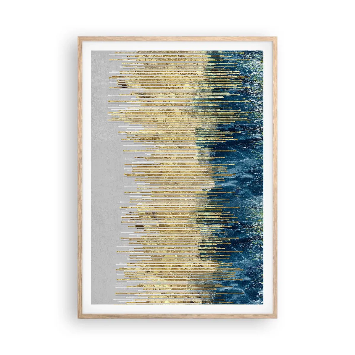 Poster in einem Rahmen aus heller Eiche - Vergoldete Grenze - 70x100 cm