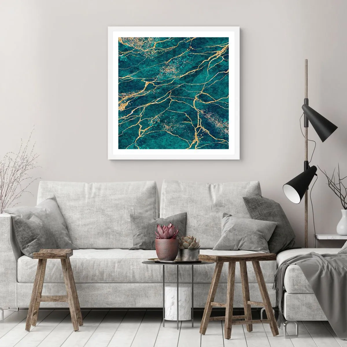 Poster in einem weißen Rahmen - Goldmine - 50x50 cm