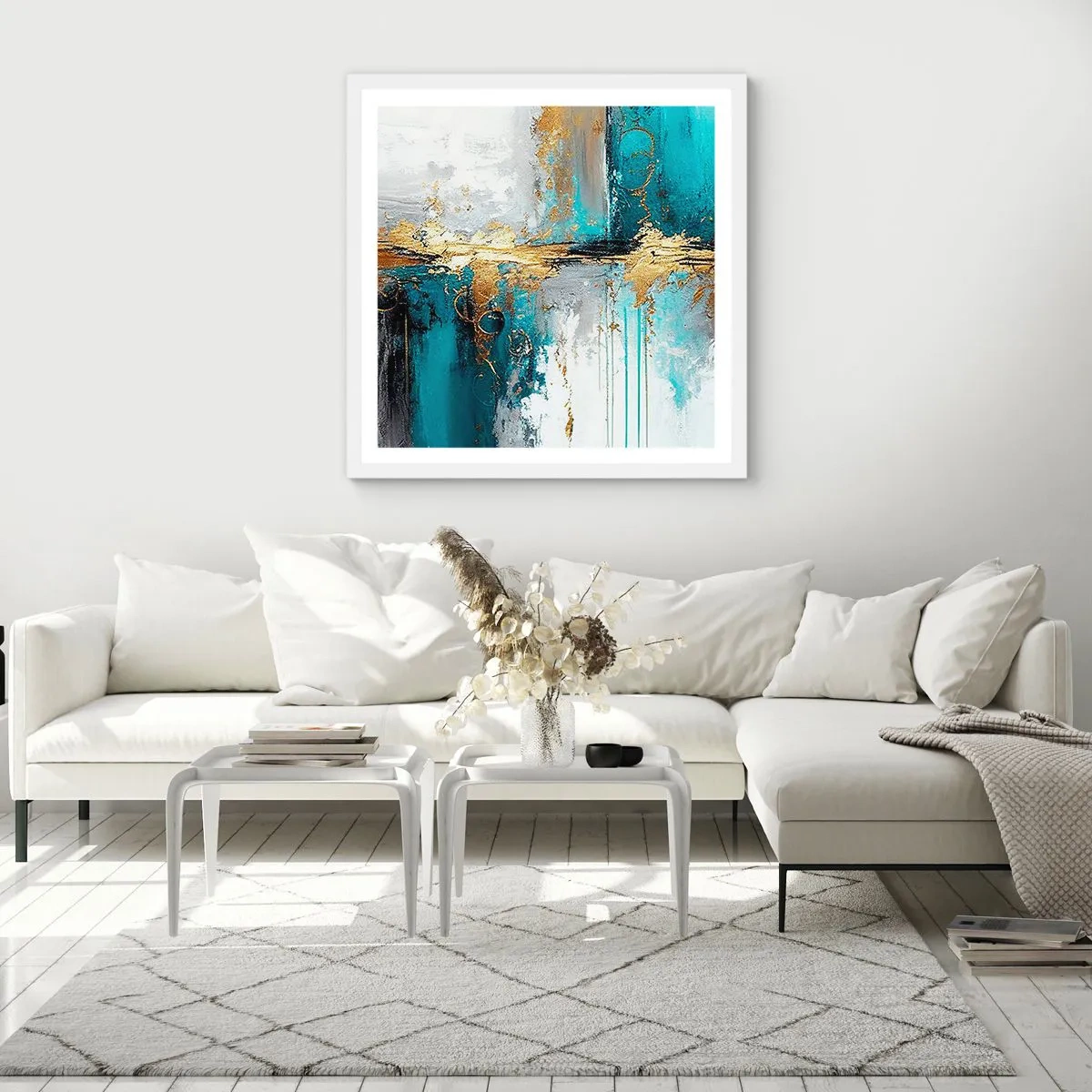 Poster in einem weißen Rahmen - Alles fließt - 30x30 cm