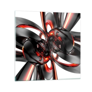 Glasbild - Bild auf glas - Uhrwerk in Graphit und Rot - 70x70 cm