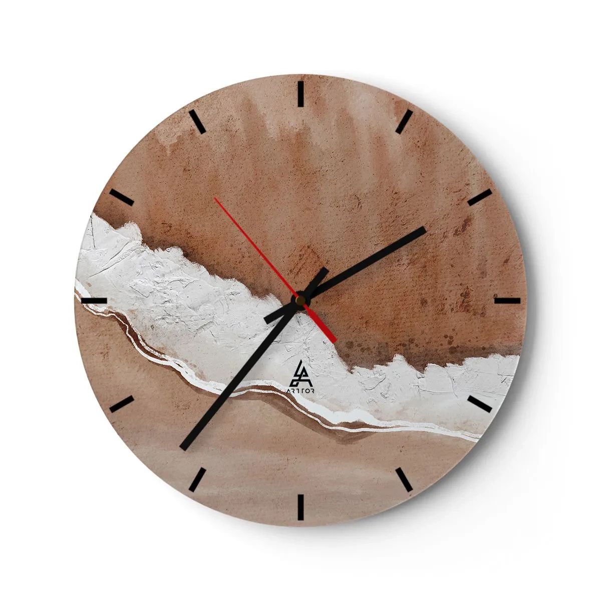 Wanduhr - Glasuhr - Braune und weiße Textur, inspiriert von der Natur - 30x30cm - In Farben der Erde - Moderne Wanddekoration für Wohnzimmer, Küche und Schlafzimmer ARTTOR