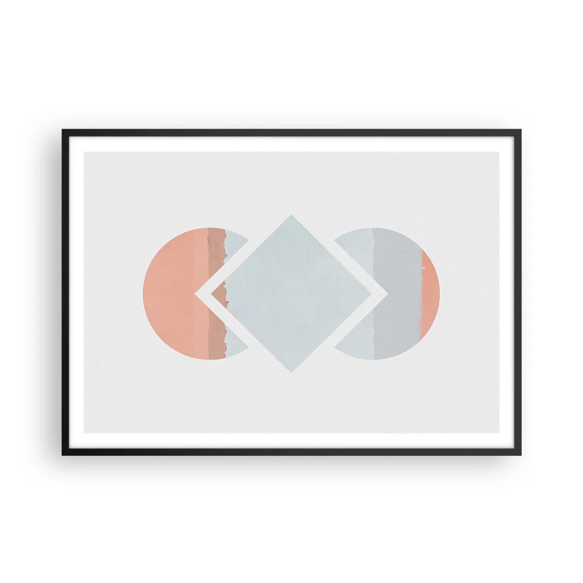 Poster in einem schwarzem Rahmen - Ein minimalistisches Gemälde mit geometrischen Formen - 100x70cm - Die Situation ist klar - Moderne Wanddekoration für Wohnzimmer und Schlafzimmer ARTTOR