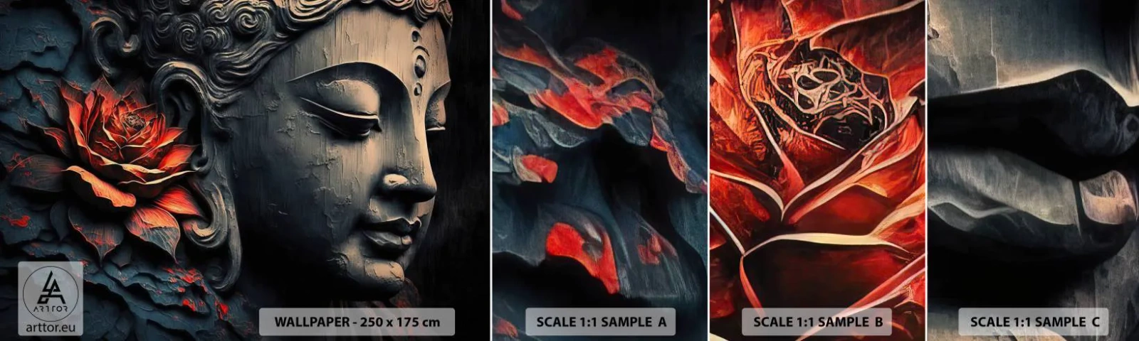 Fototapeten Muster Selbstklebend Deluxe Sticker - Im Einklang mit der Welt - Buddha, Indien, Meditation - 100x30 cm