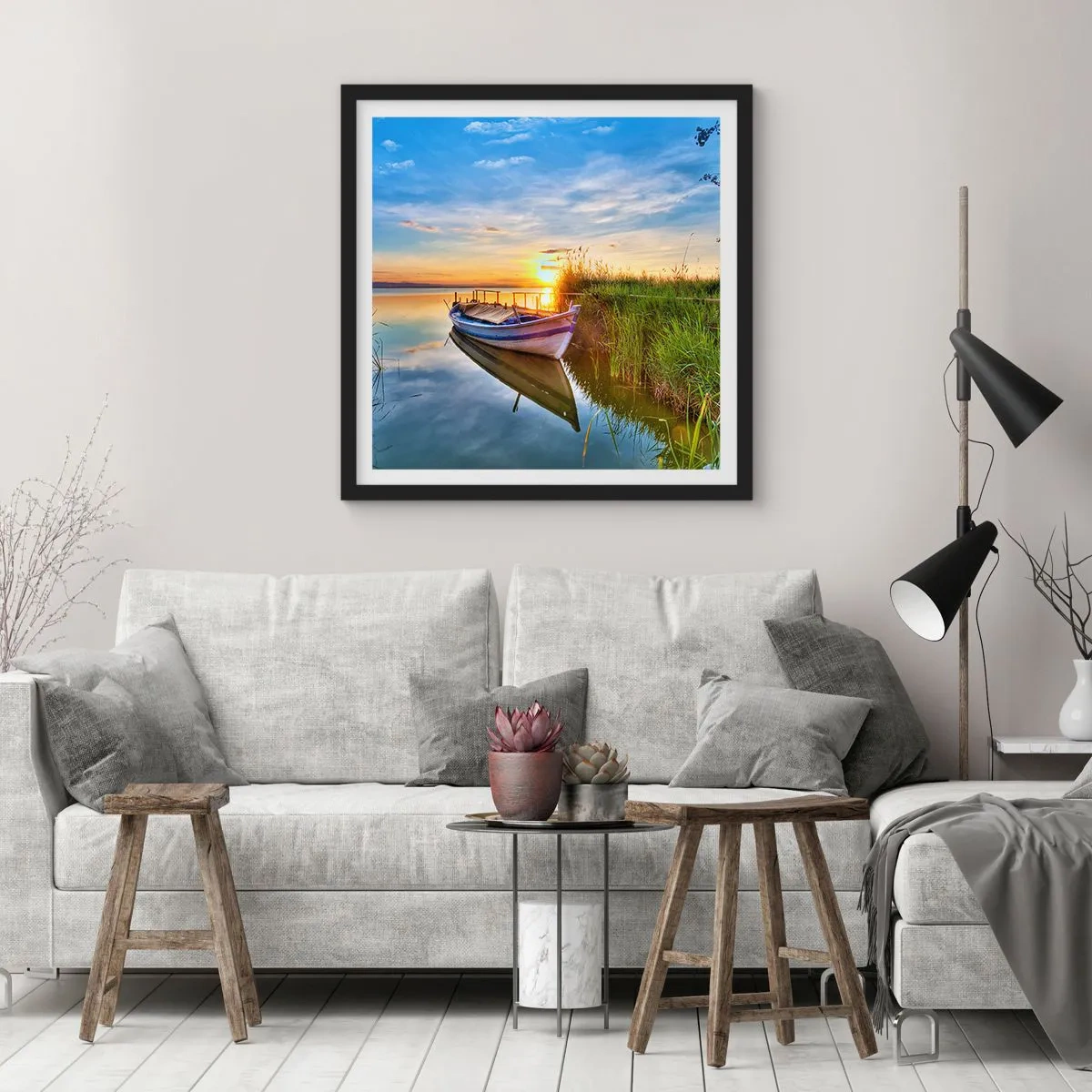 Poster in einem schwarzem Rahmen - Bucht erfüllter Träume - 50x50 cm