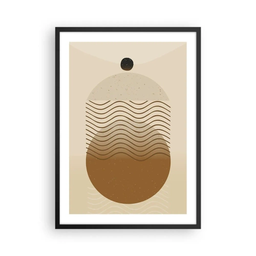 Poster in einem schwarzem Rahmen - Ein minimalistisches Muster mit Wellen und geometrischen Formen - 50x70cm - Zur Entstehung geometrischer Figuren - Moderne Wanddekoration für Wohnzimmer und Schlafzimmer ARTTOR