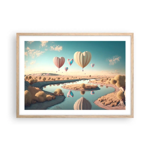Poster in einem Rahmen aus heller Eiche - Dank Liebe steigt man auf - 70x50 cm