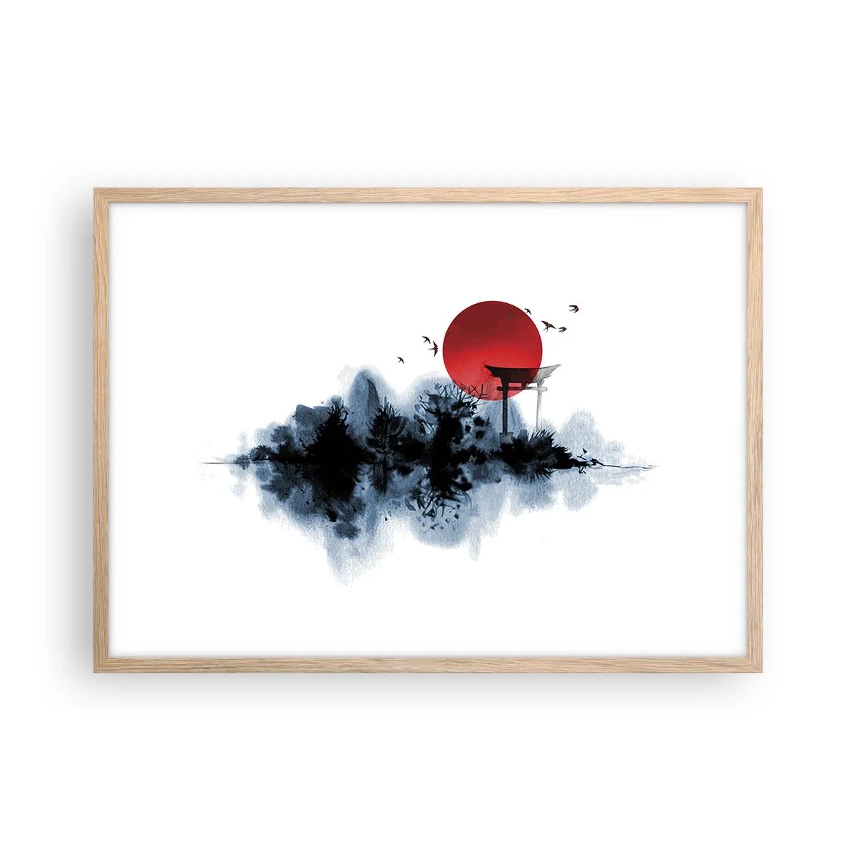 Poster in einem Rahmen aus heller Eiche - Japanische Sicht - 70x50 cm