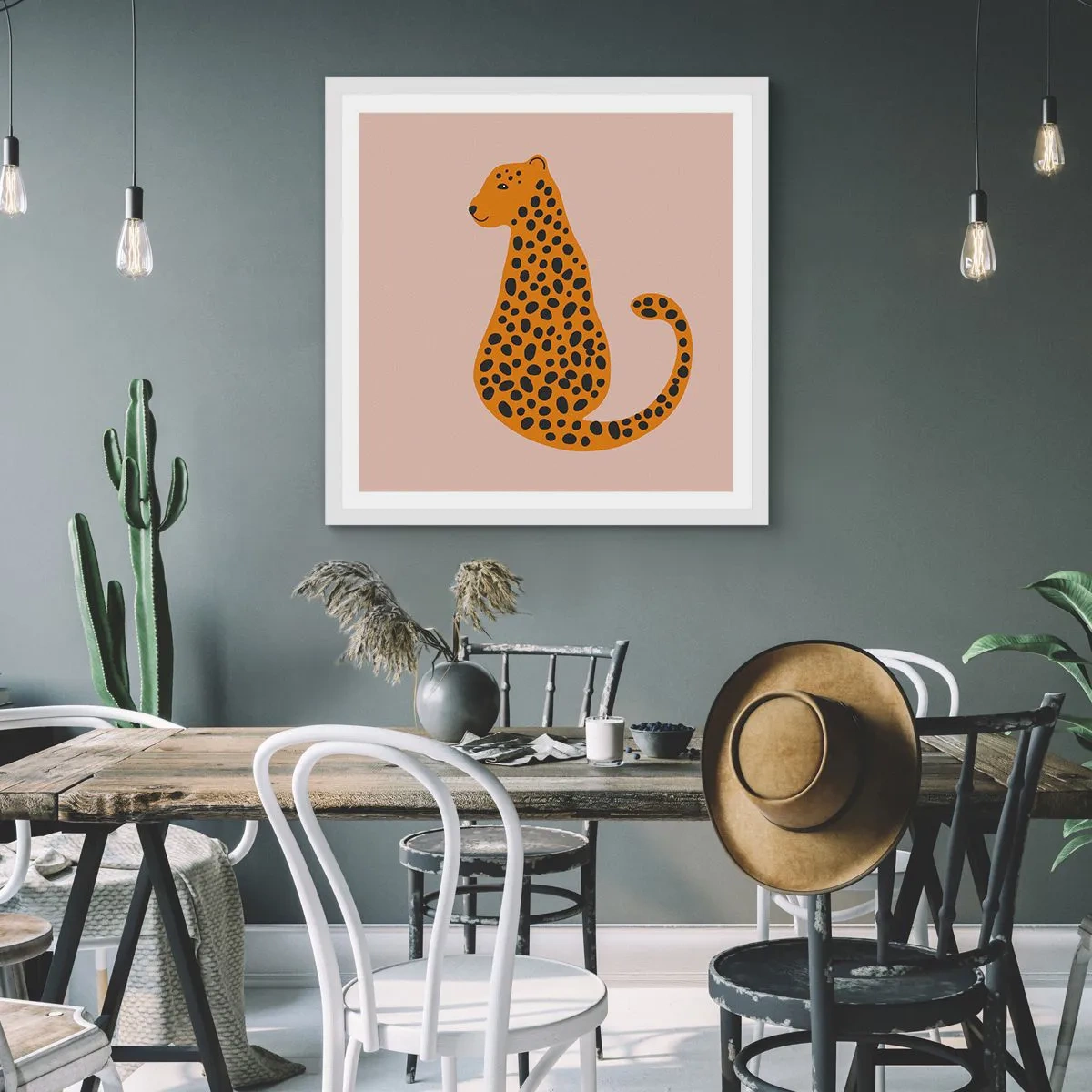 Poster in einem weißen Rahmen - Leopardenmuster ist ein modisches Muster - 40x40 cm