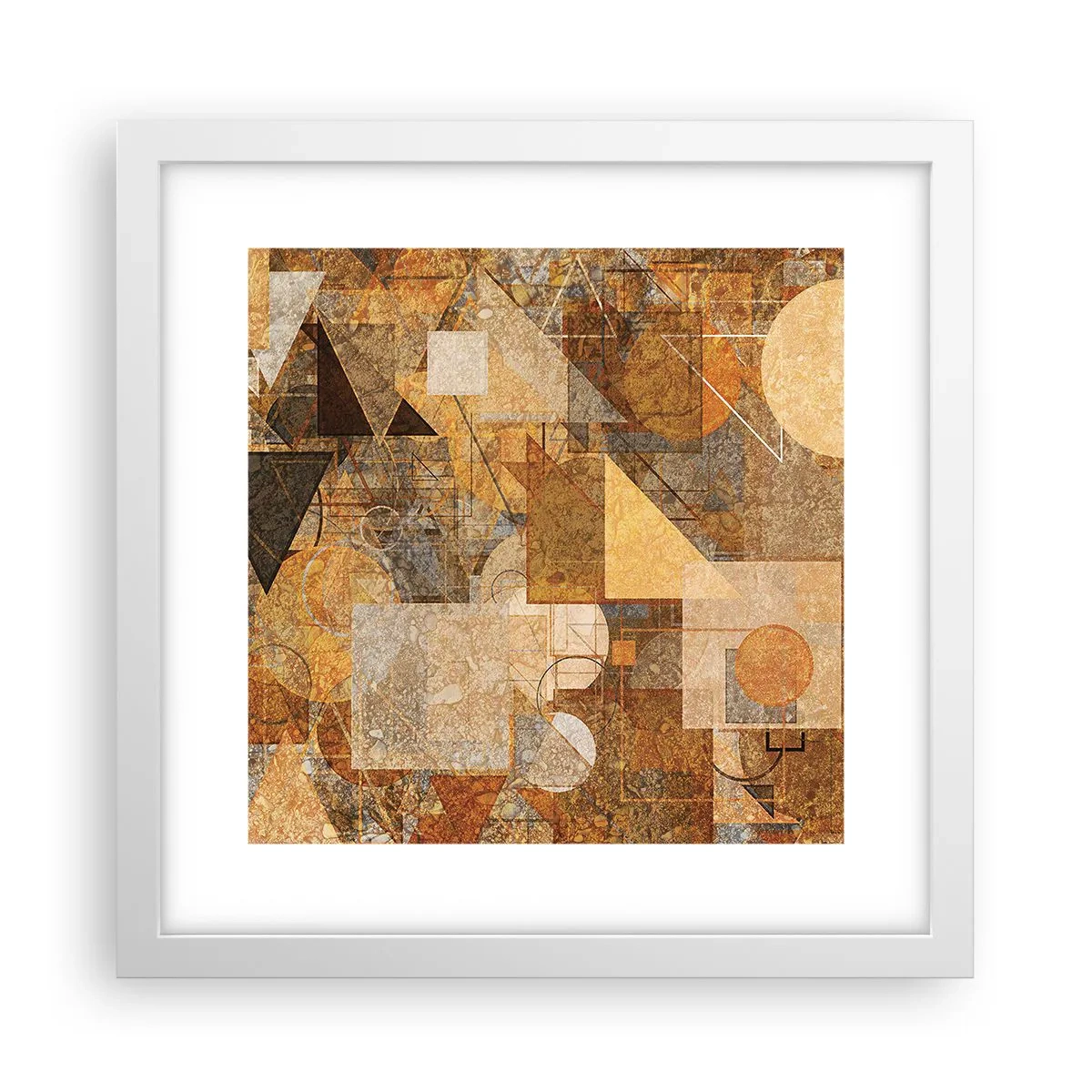 Poster in einem weißen Rahmen - Eine kubistische Studie aus Bronze - 30x30 cm