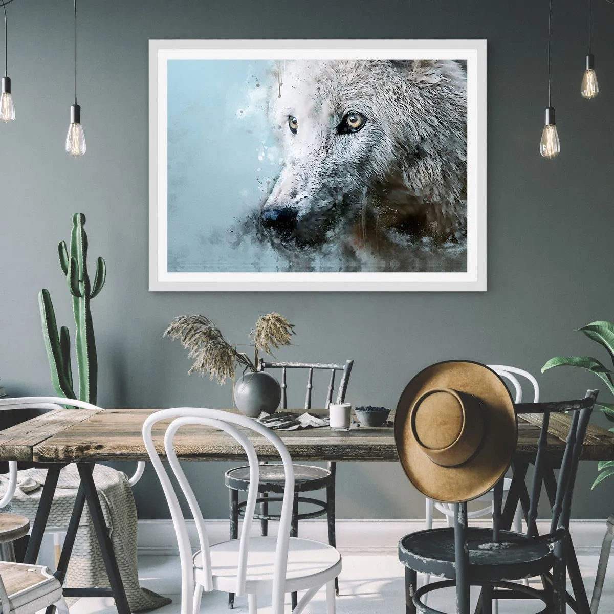 Poster in einem weißen Rahmen - Lerne die Wolfsseele kennen - 50x40 cm