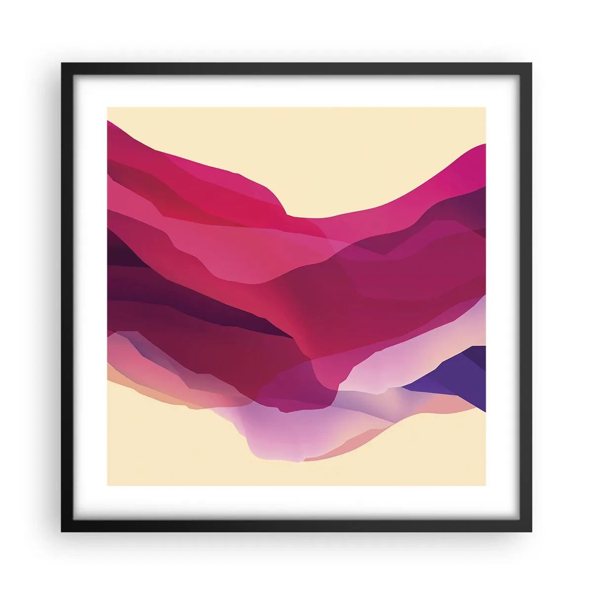 Poster in einem schwarzem Rahmen - Lila Wellen - 50x50 cm