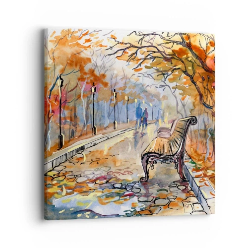 Bild auf Leinwand - Leinwandbild - Gemeinsam im Herbst wandern - 40x40 cm