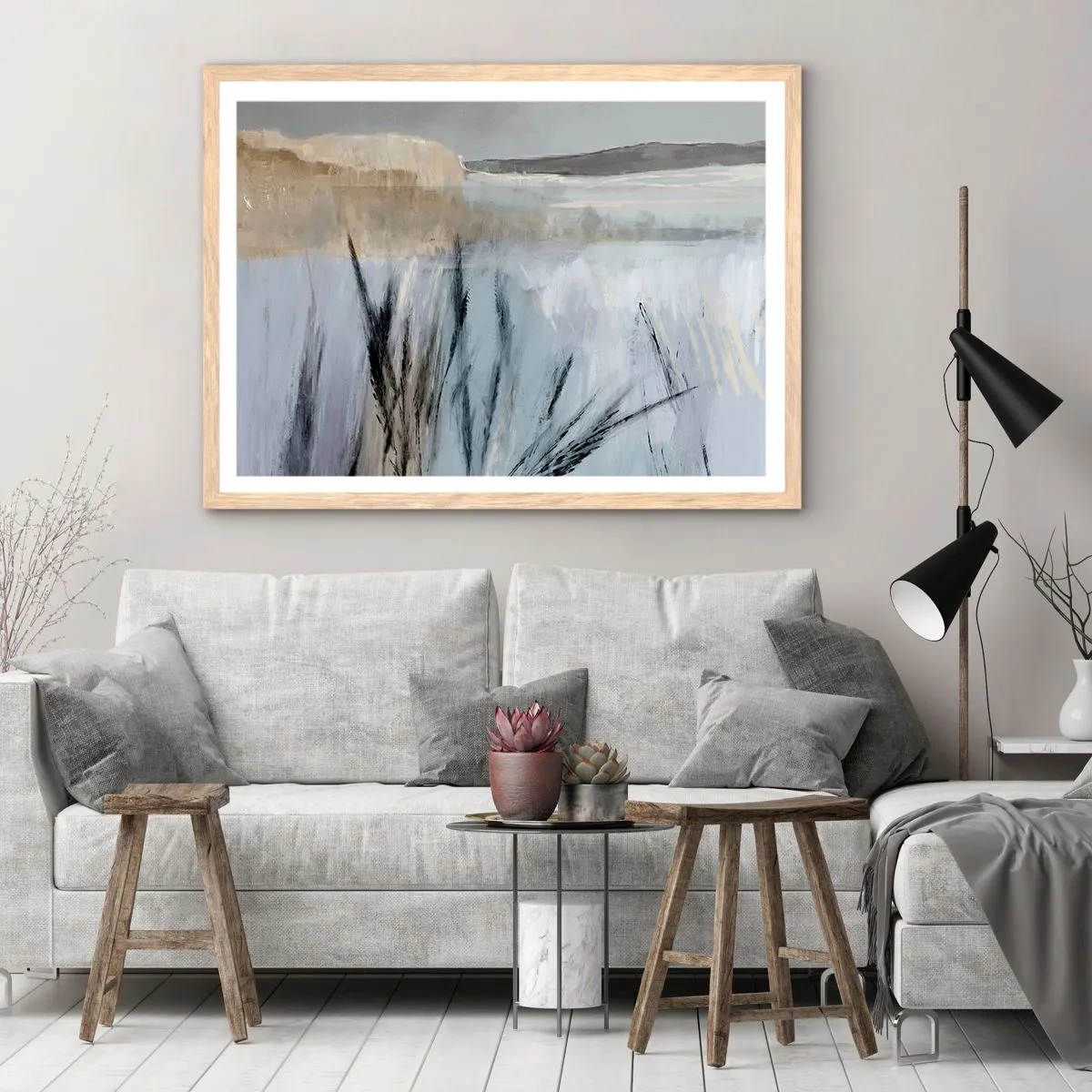 Poster in einem Rahmen aus heller Eiche - Winterfelder - 50x40 cm
