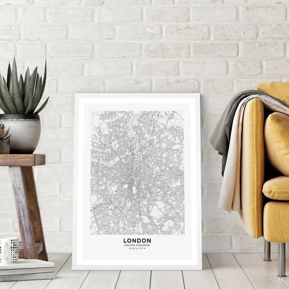 Poster in einem weißen Rahmen - Karte des Labyrinths von London - 40x50 cm