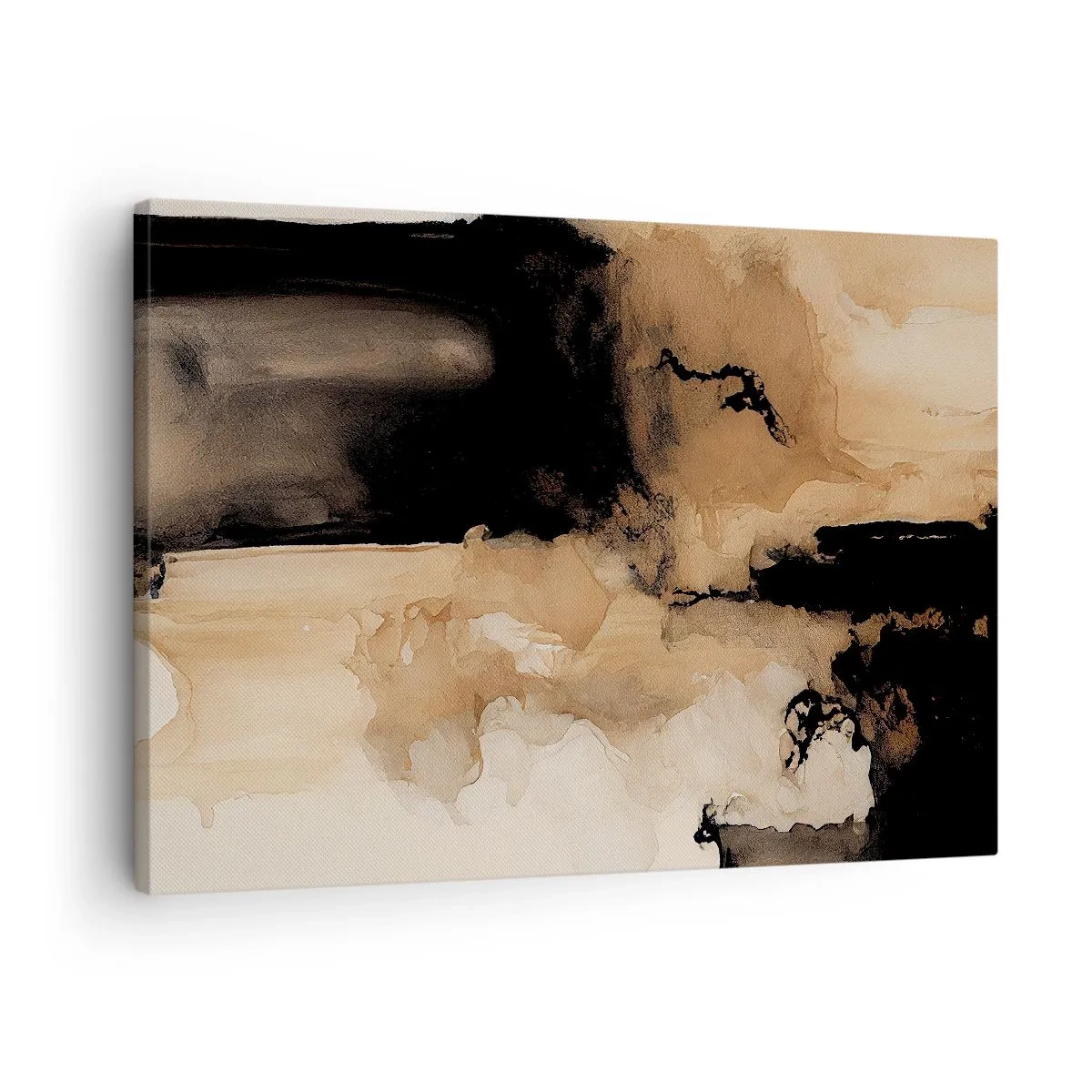 Bild auf Leinwand - Leinwandbild - Abstrakte Komposition in Braun- und Schwarztönen - 70x50cm - Faszinierende Abstraktion - Moderne Wanddekoration für Wohnzimmer und Schlafzimmer ARTTOR