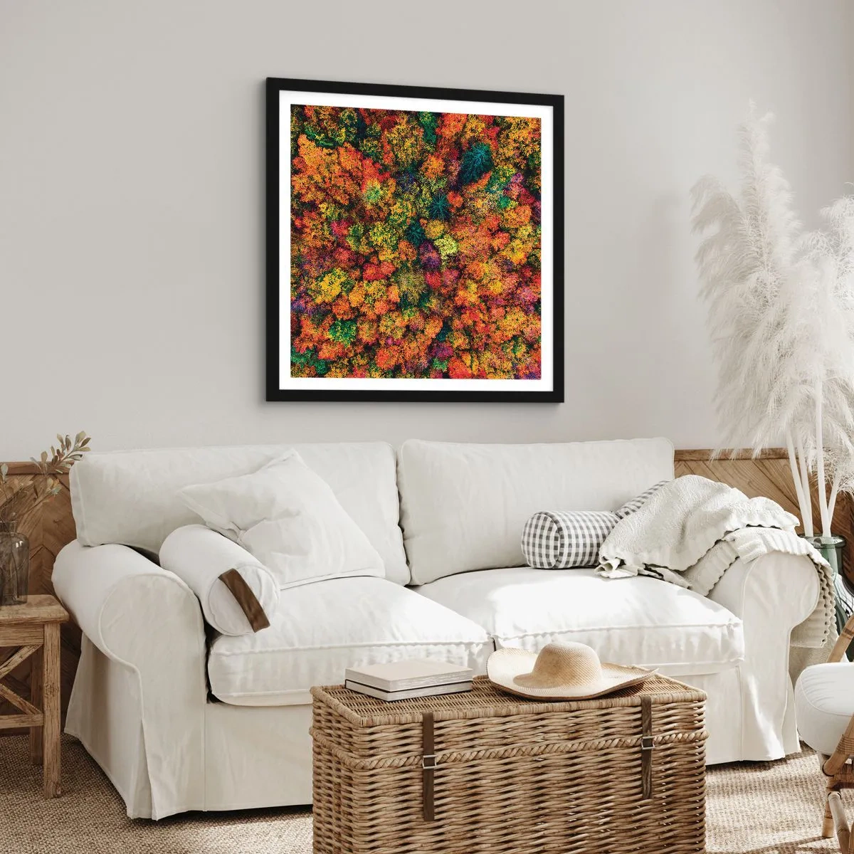 Poster in einem schwarzem Rahmen - Blumenstrauß aus Herbstbäumen - 30x30 cm