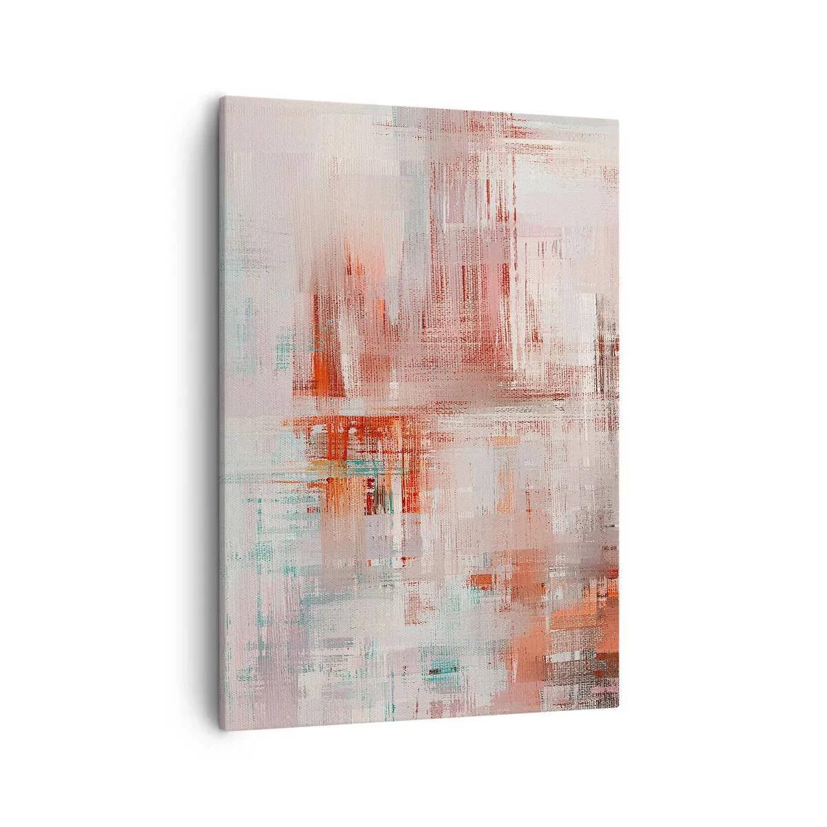 Bild auf Leinwand - Leinwandbild - Eine abstrakte Komposition mit Rottönen und Pastellfarben. - 50x70cm - Dunstig. Aber rosa - Moderne Wanddekoration für Wohnzimmer und Schlafzimmer ARTTOR