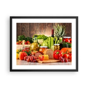 Poster in einem schwarzem Rahmen - Geräuchert, gebacken und eingelegt - 50x40 cm