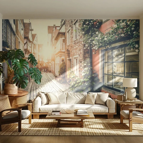 Fototapete Standard Eco - Rosenallee im rosa Schein - Stadt, Niederlande, Die Architektur - 300x210 cm