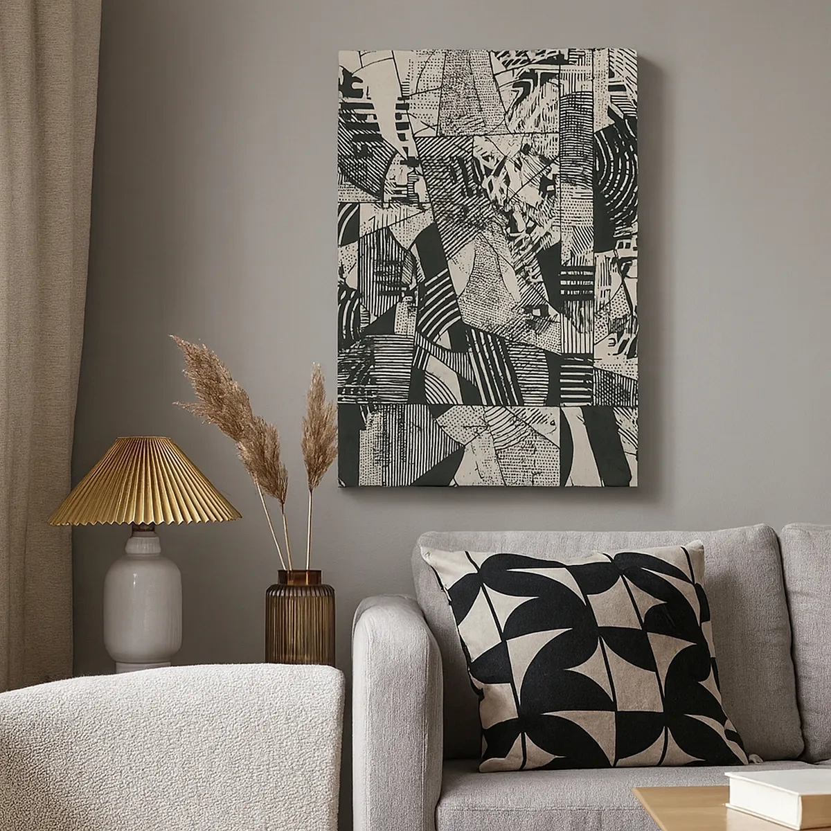 Bild auf Leinwand - Leinwandbild - Geometrische abstrakte Muster in Grüntönen auf hellem Hintergrund - 50x70cm - Die Dynamik der Gegenwart - Moderne Wanddekoration für Wohnzimmer und Schlafzimmer ARTTOR