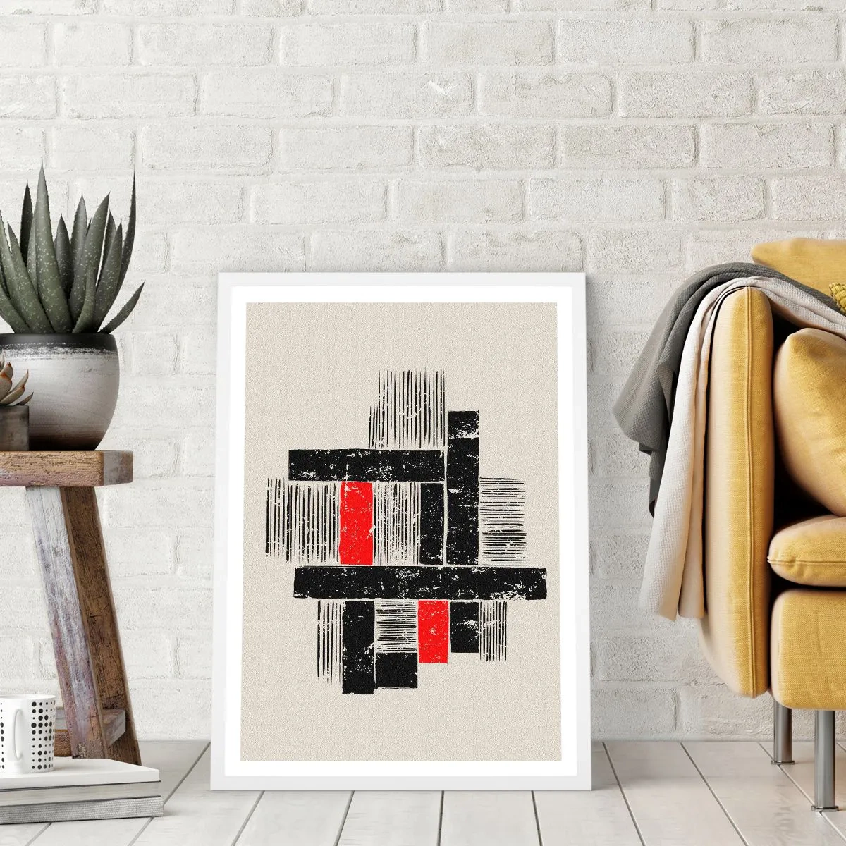 Poster in einem weißen Rahmen - Rot und Schwarz - 50x70 cm