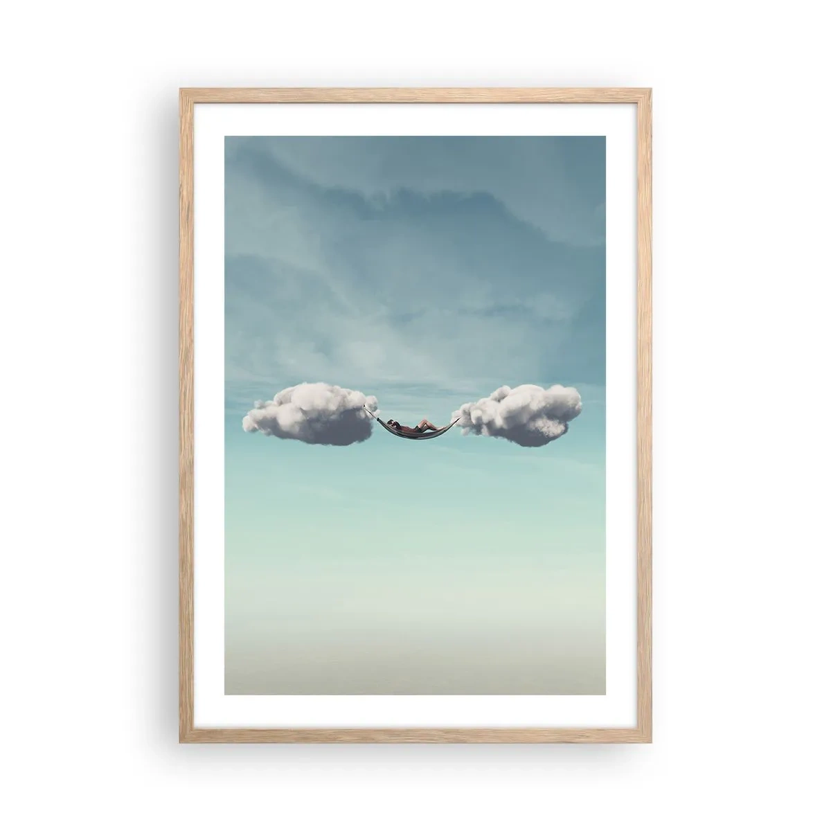 Poster in einem Rahmen aus heller Eiche - Die Behaglichkeit des Augenblicks - 50x70 cm
