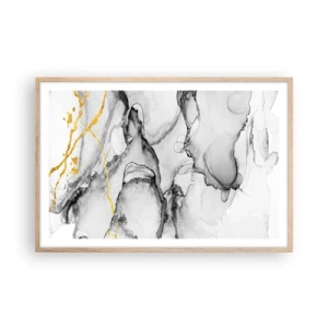 Poster in einem Rahmen aus heller Eiche - Komposition mit Goldmotiv - 91x61 cm