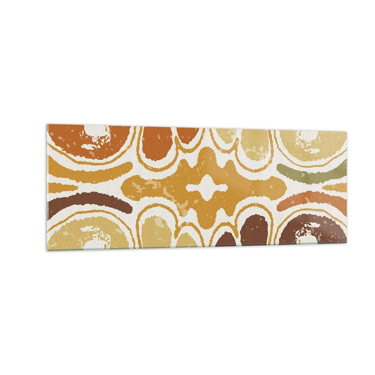 Glasbild - Bild auf glas - Warme abstrakte Muster in Gelb- und Brauntönen - 140x50cm - Sentimentale Abstraktion - Moderne Wanddekoration für Wohnzimmer und Schlafzimmer ARTTOR