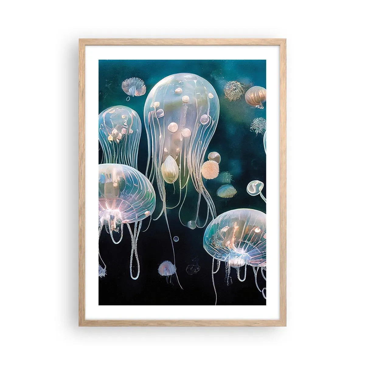Poster in einem Rahmen aus heller Eiche - Unterwasserball - 50x70 cm