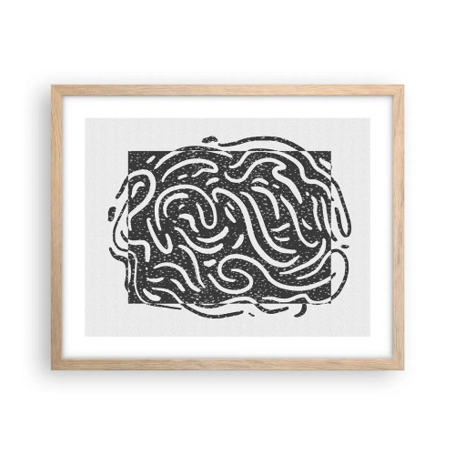 Poster in einem Rahmen aus heller Eiche - Abstraktion: Freudentanz - 50x40 cm