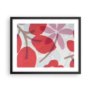 Poster in einem schwarzem Rahmen - Blumenarrangement in Rosa - 50x40 cm