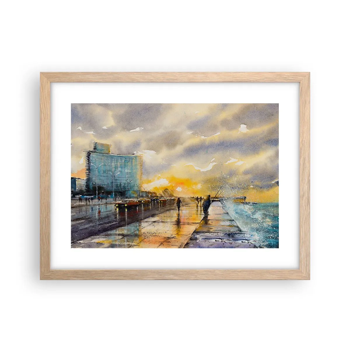 Poster in einem Rahmen aus heller Eiche - Leben am Ufer - 40x30 cm