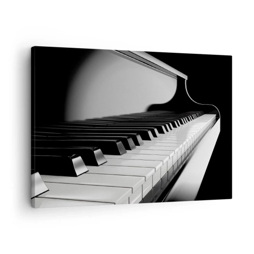 Bild auf Leinwand - Leinwandbild - Klaviertasten in einer eleganten Schwarz-Weiß-Aufnahme - 70x50cm - Harmonie von Formen und Farben - Moderne Wanddekoration für Wohnzimmer und Schlafzimmer ARTTOR
