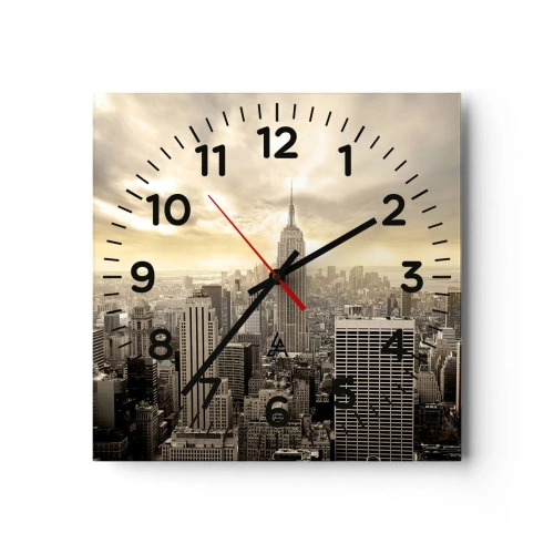 Wanduhr - Glasuhr - New York aus Grau - 40x40 cm