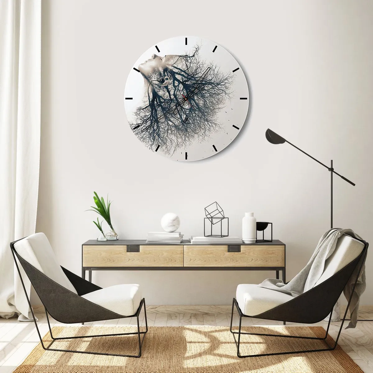 Wanduhr - Glasuhr - Dem Rauschen der Bäume lauschen - 30x30 cm