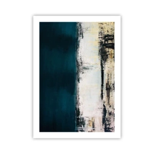 Poster - Abstrakte Komposition in Marineblau- und Beigetönen - 50x70cm - Horizontale Komposition - Moderne Wanddekoration für Wohnzimmer und Schlafzimmer ARTTOR
