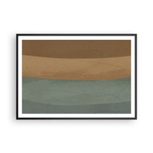 Poster in einem schwarzem Rahmen - Abstrakte Komposition in natürlichen Erdtönen - 100x70cm - Horizontale Komposition - Moderne Wanddekoration für Wohnzimmer und Schlafzimmer ARTTOR