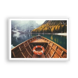 Poster in einem weißen Rahmen - Bergreise - 100x70 cm