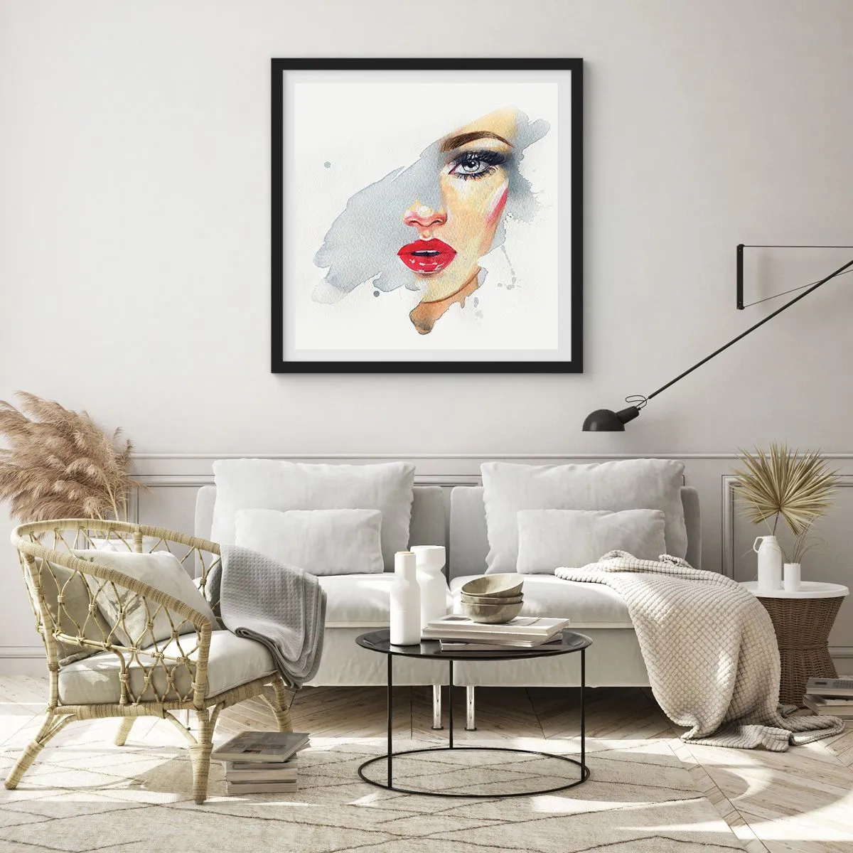 Poster in einem schwarzem Rahmen - Abspiegeln in einem Wassertropfen - 40x40 cm