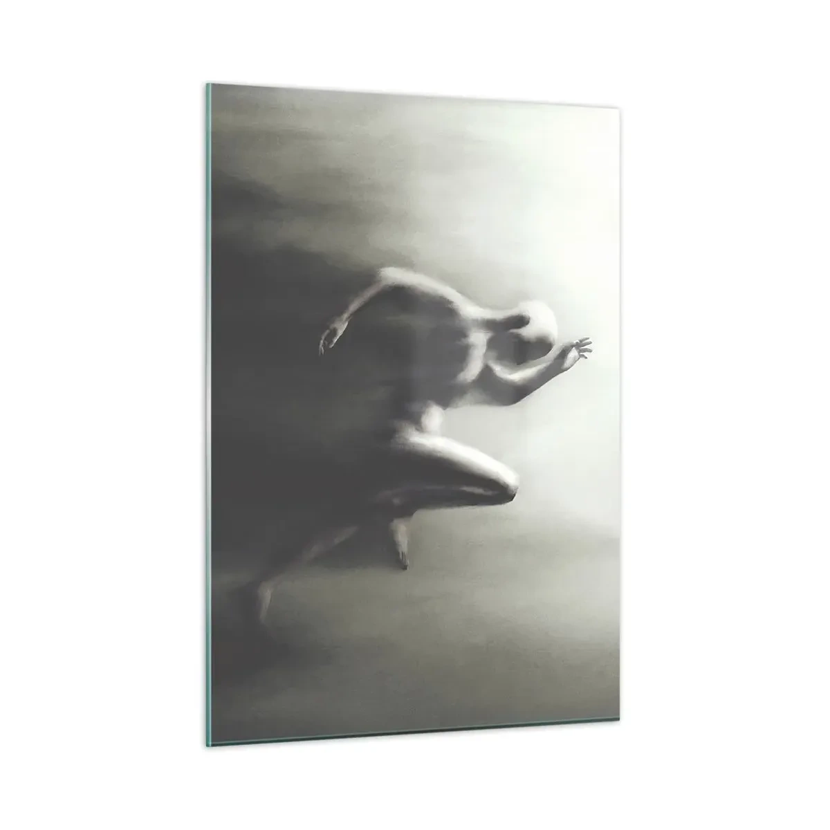Glasbild - Bild auf glas - Dynamische Silhouette einer laufenden Figur in verschwommenem Licht - 50x70cm - Unwiderstehlich - Moderne Wanddekoration für Wohnzimmer und Schlafzimmer ARTTOR