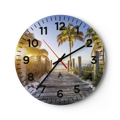 Wanduhr - Glasuhr - Direkt ins Paradies - 40x40 cm