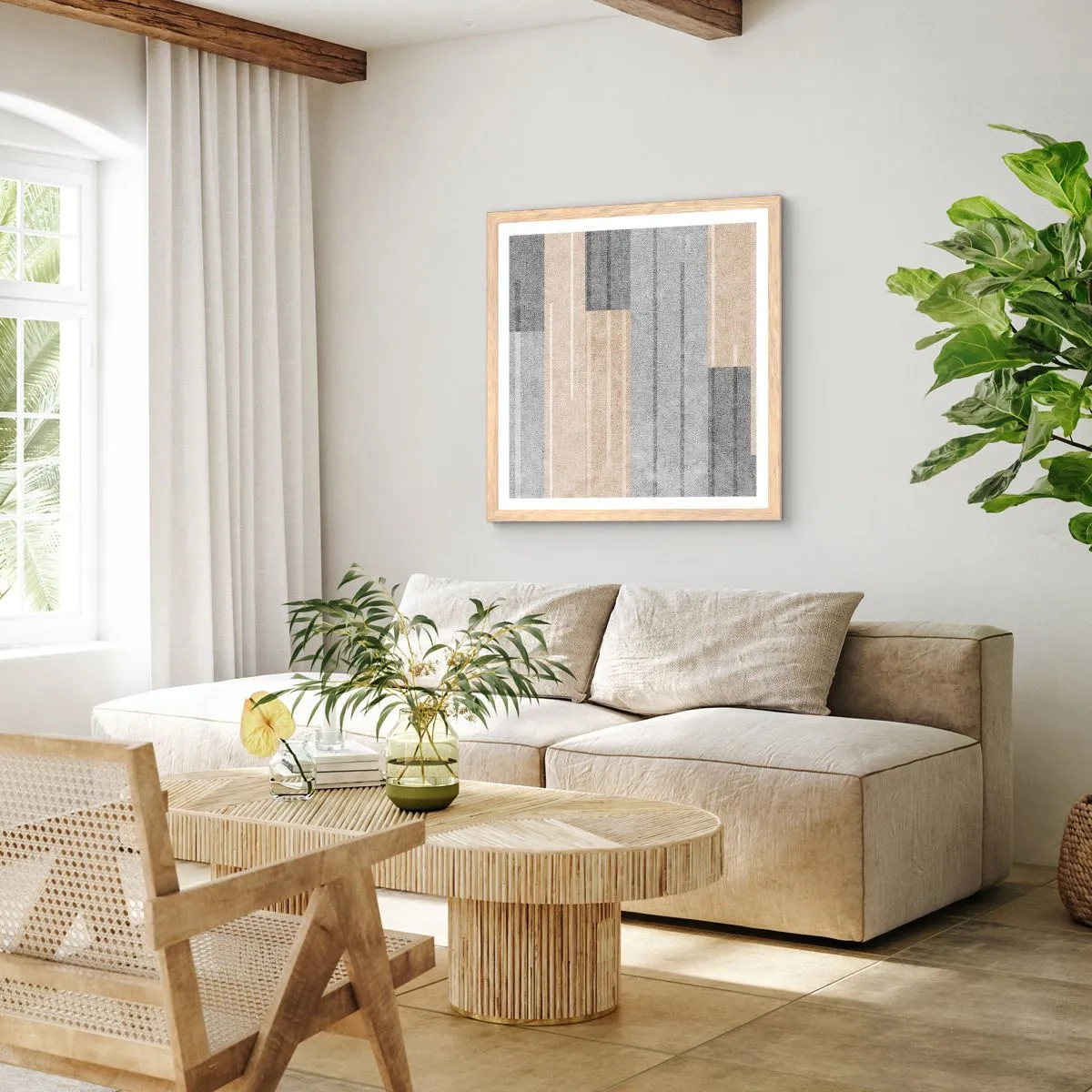 Poster in einem Rahmen aus heller Eiche - Komposition: Vertikal halten - 60x60 cm
