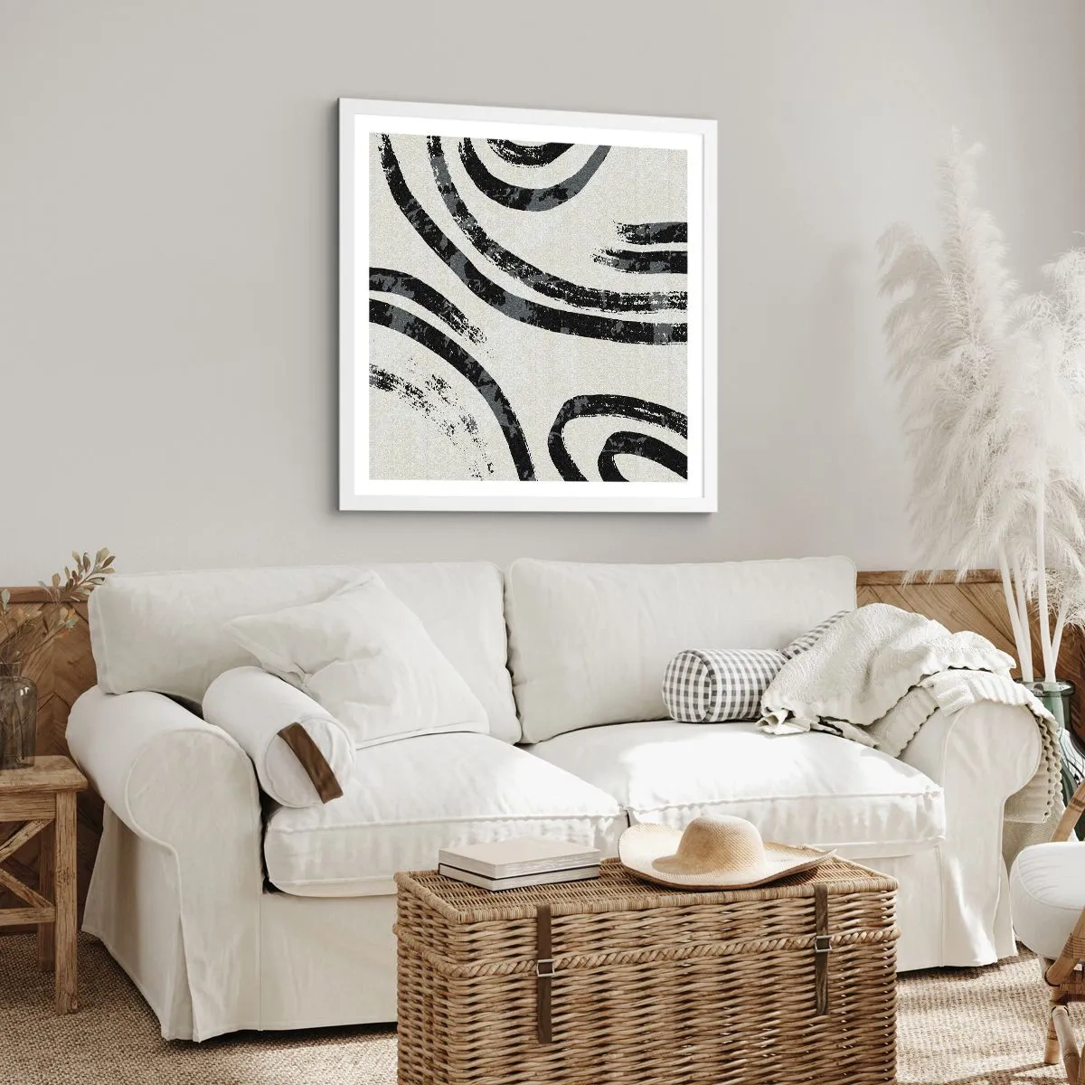 Poster in einem weißen Rahmen - Bei Hälfte angehalten - 30x30 cm