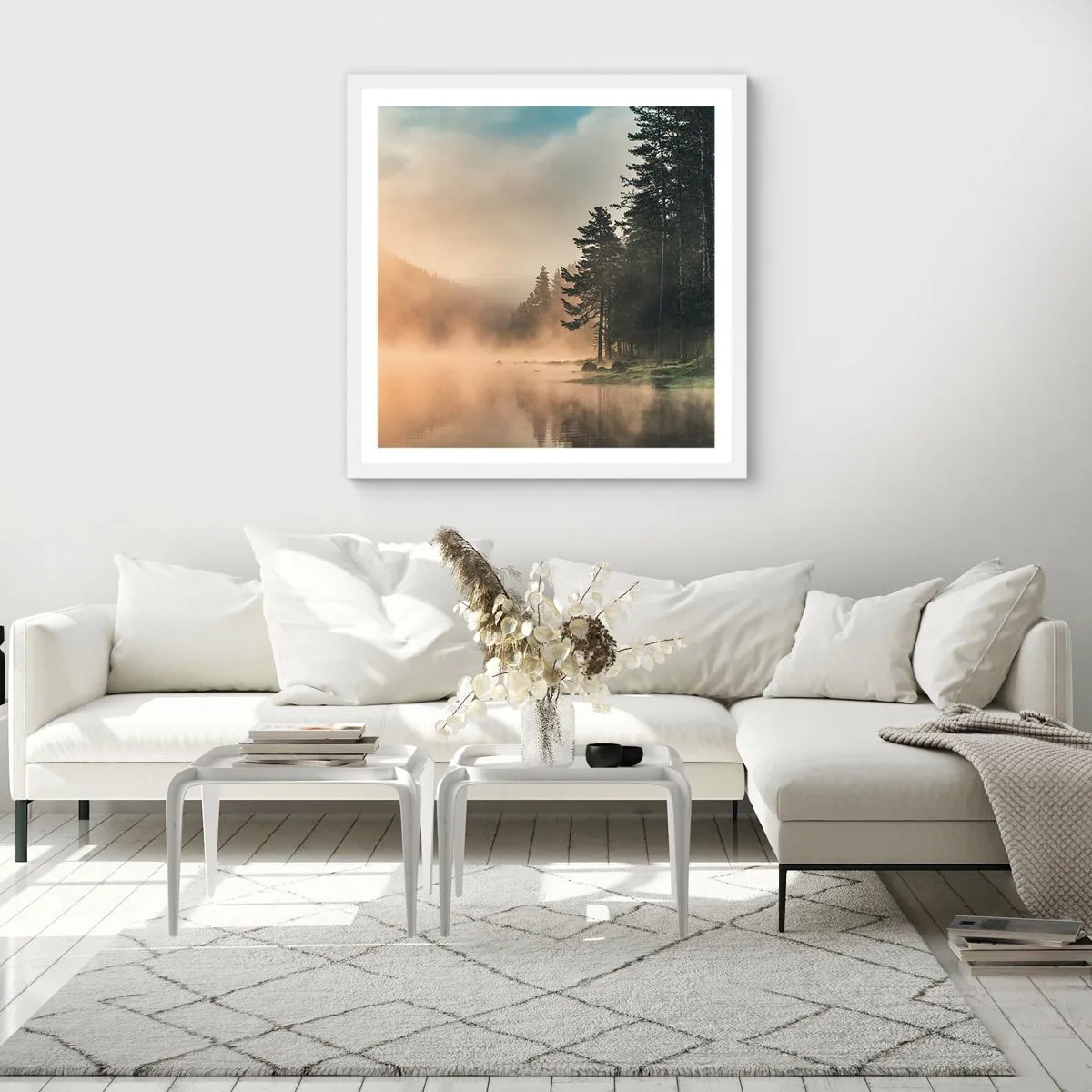 Poster in einem weißen Rahmen - Die Geburt des Tages - 50x50 cm