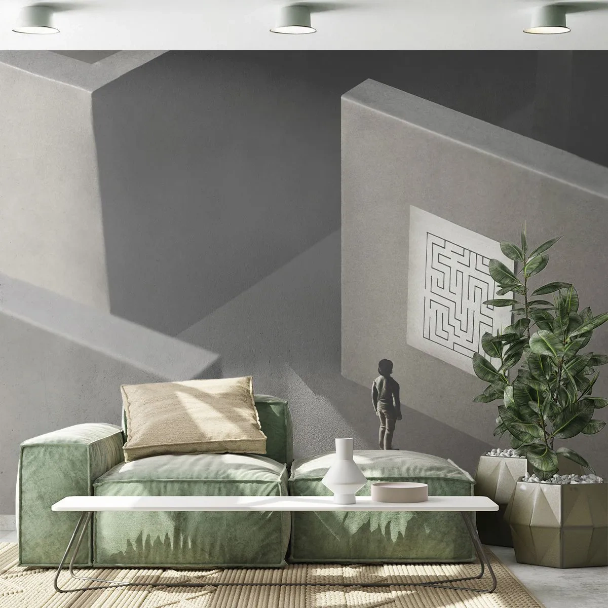 Fototapete Premium Sand - Aber wo bin ich? - Labyrinth, Abstraktion, Stück - 250x175 cm