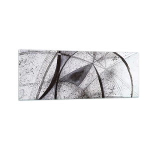 Glasbild - Bild auf glas - Abstrakte Linien und Formen in Grau- und Schwarztönen - 140x50cm - Futuristische Fantasie - Moderne Wanddekoration für Wohnzimmer und Schlafzimmer ARTTOR